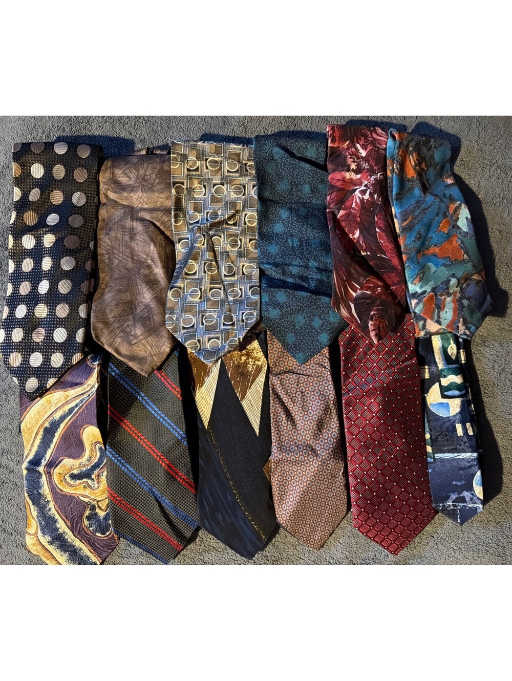 Lot Of 12 Mens Neck Ties Italian, Stafford, Mario Valentino, Nautical And More